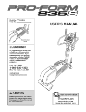 ProForm 835 S Elliptical English Manual