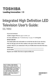 Toshiba 55L7400U User's Guide for Model 55L7400U Series LCD TV