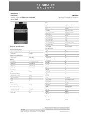 Frigidaire GCRG3060AD Product Specifications Sheet
