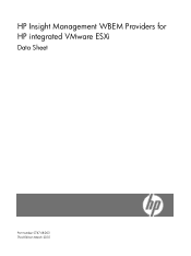 HP ProLiant BL280c HP Insight Management WBEM Providers for HP integrated VMware ESXi Data Sheet