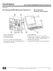 HP dx2480 HP Compaq dx2480 Business PC Quick Reference Guide
