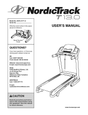 NordicTrack T 13.0 Treadmill English Manual