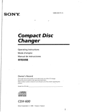 Sony CDX-600 Primary User Manual