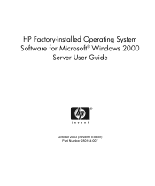 HP BL10e HP Factory-Installed Operating System Software for Microsoft Windows 2000 Server User Guide