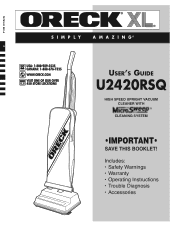 Oreck U2420RS Owners Guide