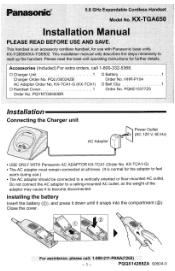 Panasonic TGA650 Installation Manual