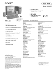 Sony PCV-J100 Marketing Specifications