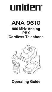Uniden ANA9610 English Owners Manual