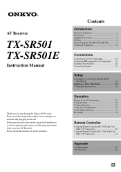 Onkyo TX SR501 Owner Manual