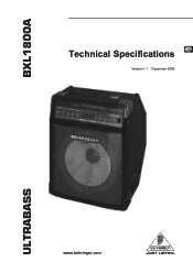 Behringer ULTRABASS BXL1800A Specifications Sheet