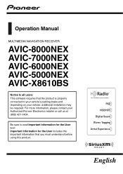 Pioneer AVIC-8000NEX Owner's Manual
