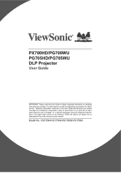 ViewSonic PG705HD - 1920 x 1080 Resolution 4 000 ANSI Lumens 1.5 - 1.8 Throw Ratio User Guide