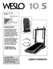Weslo Cadence 10.5 Treadmill English Manual