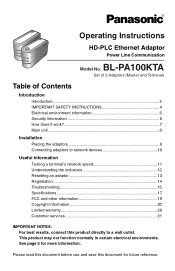 Panasonic BLPA100KTA BLPA100KTA User Guide