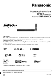 Panasonic DMR-HW100EBK Operating Instructions