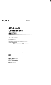 Sony MHC-RXD6AV Operating Instructions