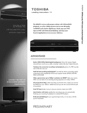 Toshiba DVR670 Printable Spec Sheet