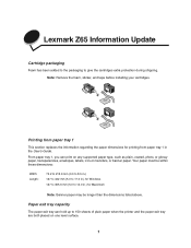 Lexmark Z65 Color Jetprinter Information Update