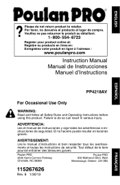 Poulan PP4218A Instruction Manual