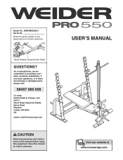 Weider Pro 550 Bench Uk Manual