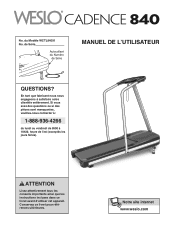 Weslo Cadence 840 Treadmill Canadian French Manual