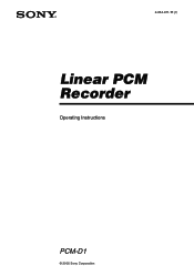 Sony PCMD1 Operating Instructions