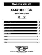 Tripp Lite SMX1000LCD Owner's Manual for SMX1000LCD UPS 932482