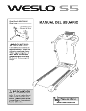 Weslo Cadence S5 Treadmill Spanish Manual