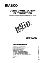 Asko T731 User manual Use & Care Guide FR