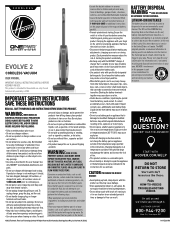 Hoover ONEPWR Evolve Pet Elite Cordless Vacuum Product Manual English