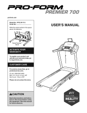 ProForm Premier 700 Treadmill English Manual