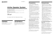 Sony SRS-A27 Operating Manual (English,Español)