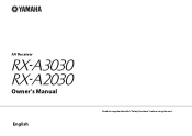 Yamaha A2030 RX-A3030/A2030 Owners Manual