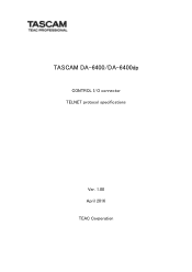 TASCAM DA-6400 TELNET protocol specifications