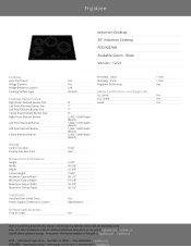 Frigidaire FCCI3027AB Product Specifications Sheet