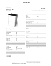 Frigidaire FFAD2233W1 Product Specifications Sheet