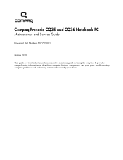 HP Presario CQ36-100 Compaq Presario CQ35 and CQ36 Notebook PC - Maintenance and Service Guide