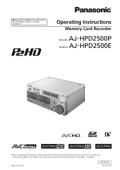 Panasonic AJ-HPD2500 Operating Instructions