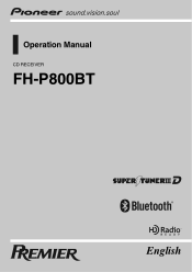 Pioneer FH-P800BT Owner's Manual