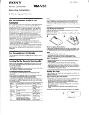 Sony RM-V60 Operating Instructions  (primary manual)