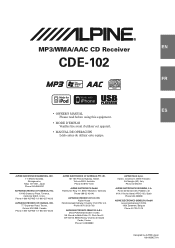 Alpine CDE 102 Cde-102 Owner′s Manual (espanõl)