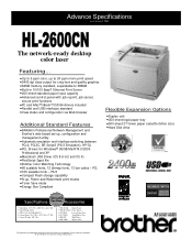 Brother International 2600CN Advanced Specifications