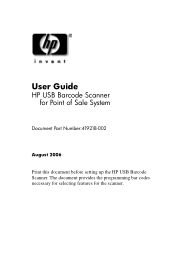 HP Point of Sale rp5000 HP USB Barcode Scanner User Guide