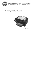 HP TopShot LaserJet Pro M275 HP LaserJet Pro 200 color MFP M275nw - Warranty and Legal Guide
