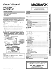 Magnavox MDV2300 Owners Manual