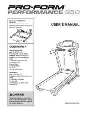 ProForm Performance 650 Treadmill Uk Manual