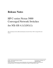 HP AP775A HP C-series Nexus 5000 Converged Network Switches for NX-OS 4.1(3)N1(1) Release Notes (AA-RWQ2C-TE, September 2009)