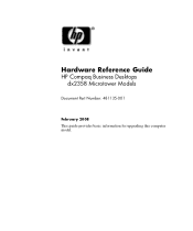 HP dx2358 Hardware Reference Guide: HP Compaq Business Desktops dx2358 Microtower Models
