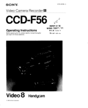 Sony CCD-F56 Primary User Manual