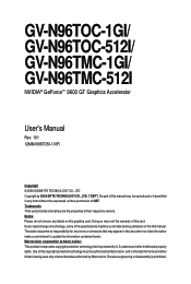 Gigabyte GV-N96TMC-512I Manual
